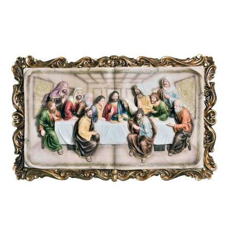 PALACEDESIGNS 29 in. Polyresin Last Supper Decorative Plaque Sculpture, Rustic Gold PA3671853